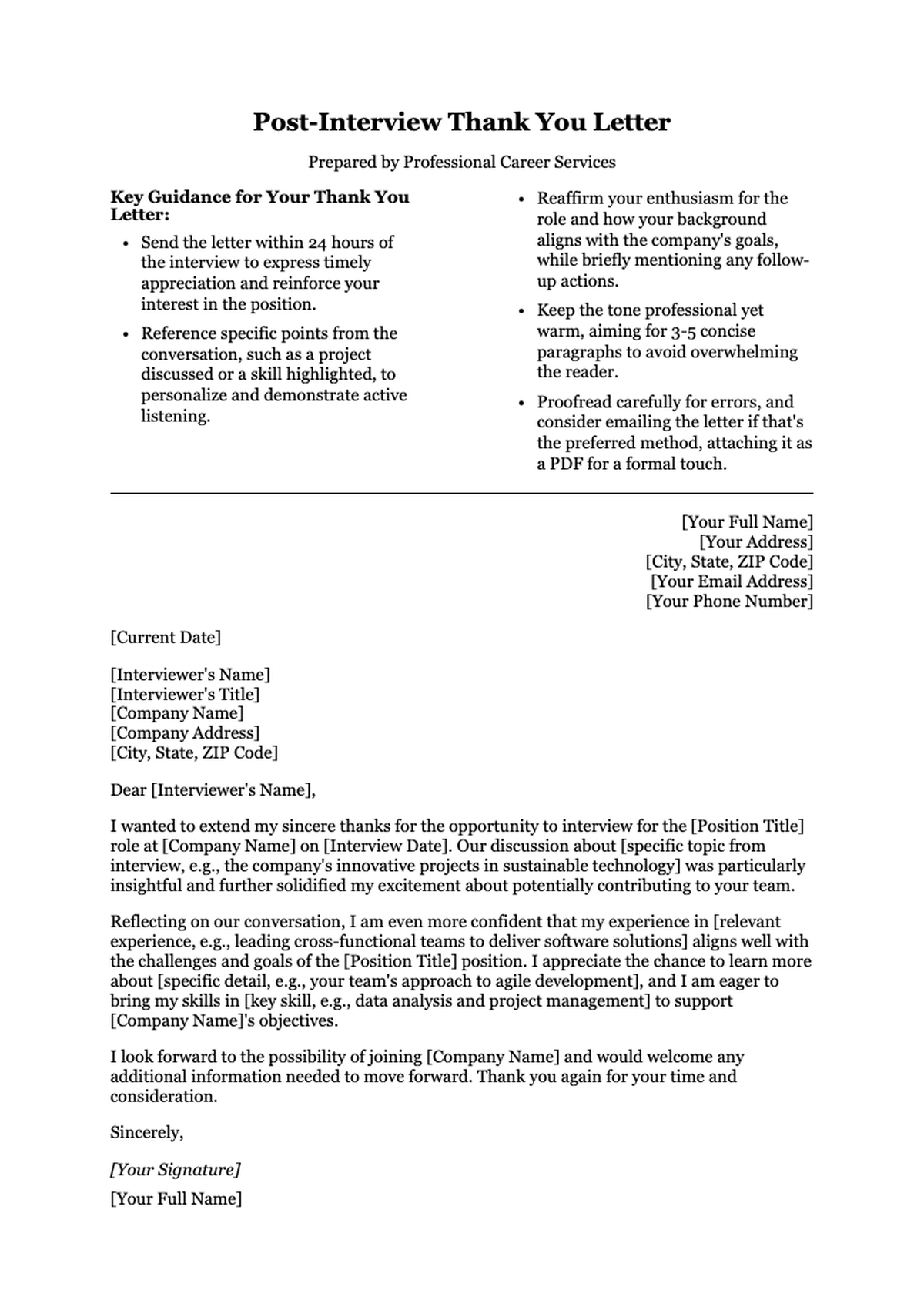 Post interview thank you letter template with sample and guidelines_variant_1